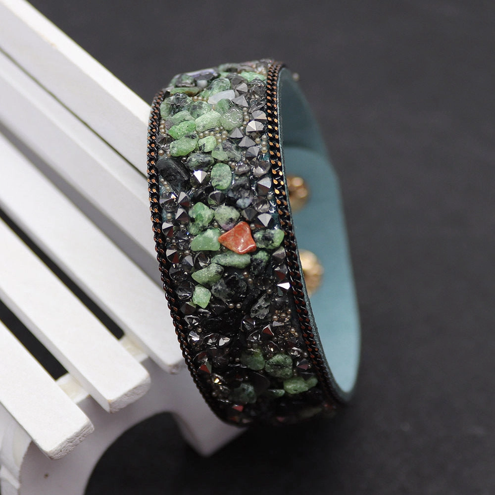 Wholesale Leather Inlaid Gravel Bracelet