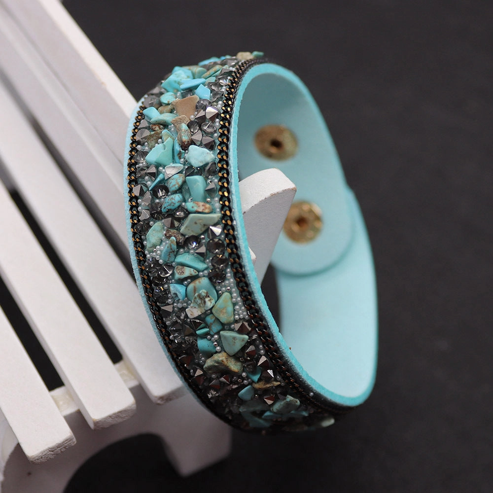 Wholesale Leather Inlaid Gravel Bracelet