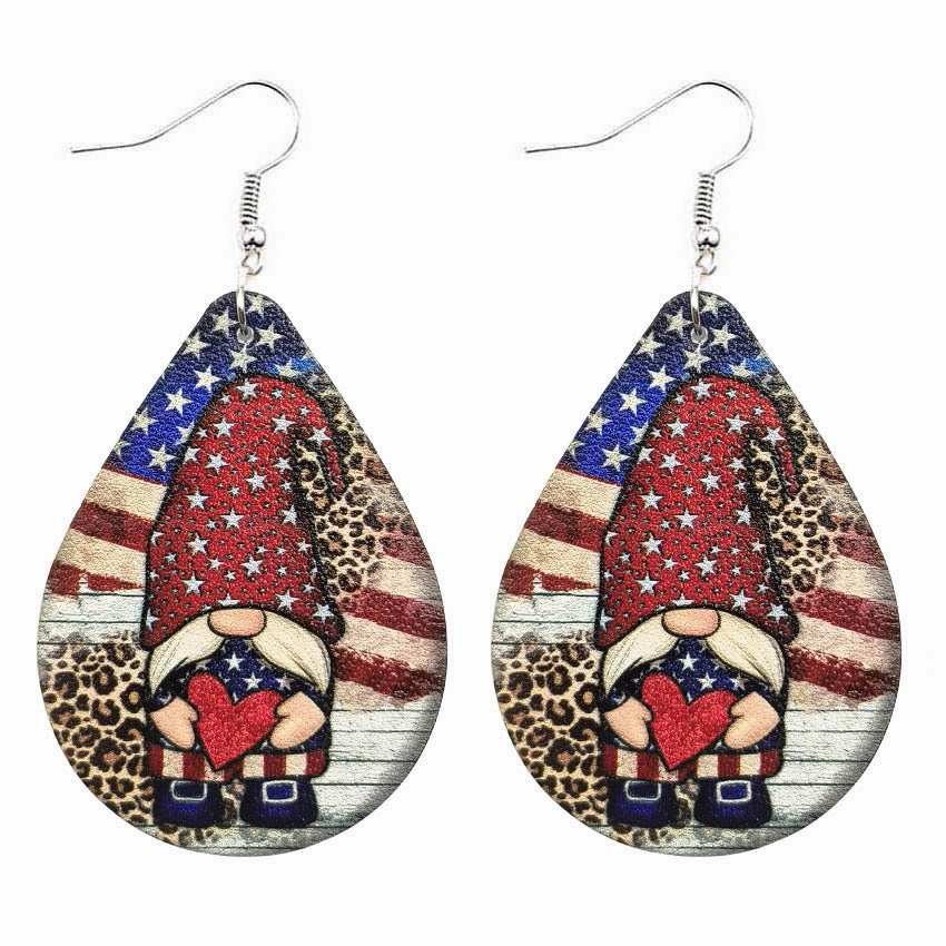 Wholesale Leather Leopard Sunflower Pygmy Cactus Flag Earrings