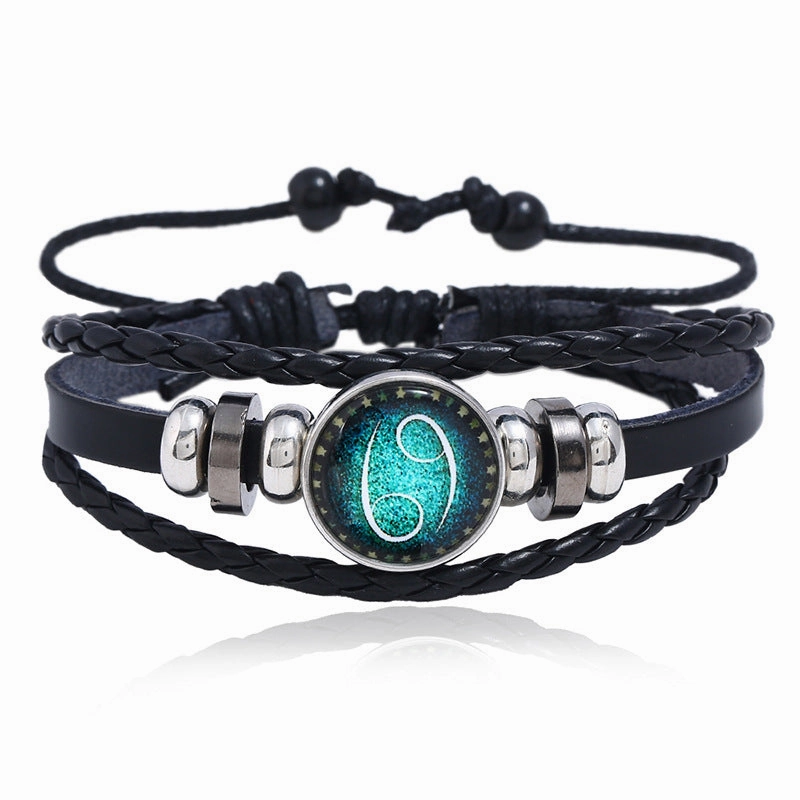 Wholesale Leather Luminous Zodiac Bracelet