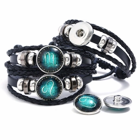 Wholesale Leather Luminous Zodiac Bracelet