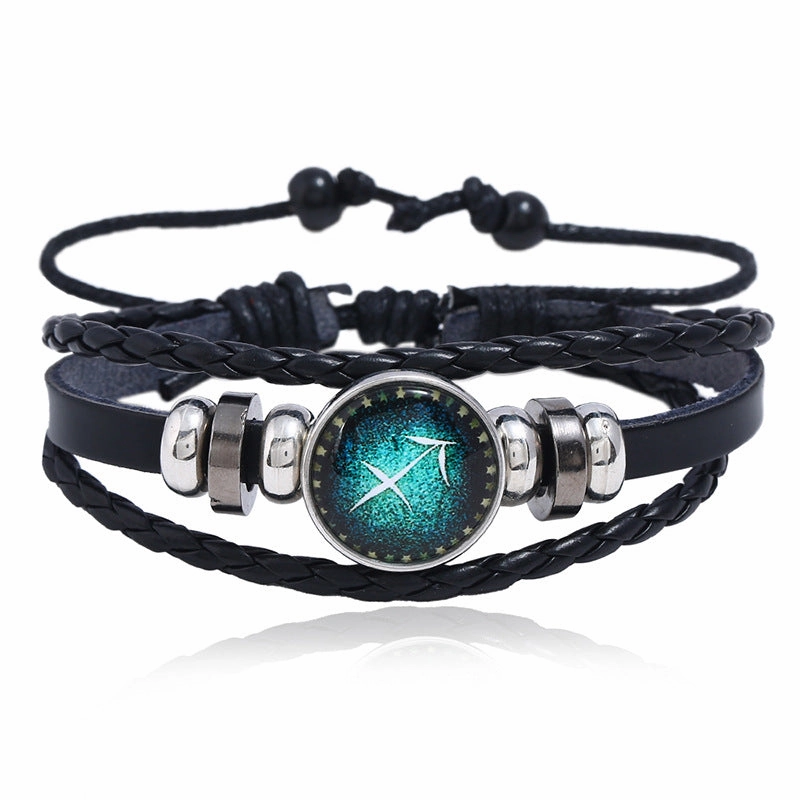 Wholesale Leather Luminous Zodiac Bracelet