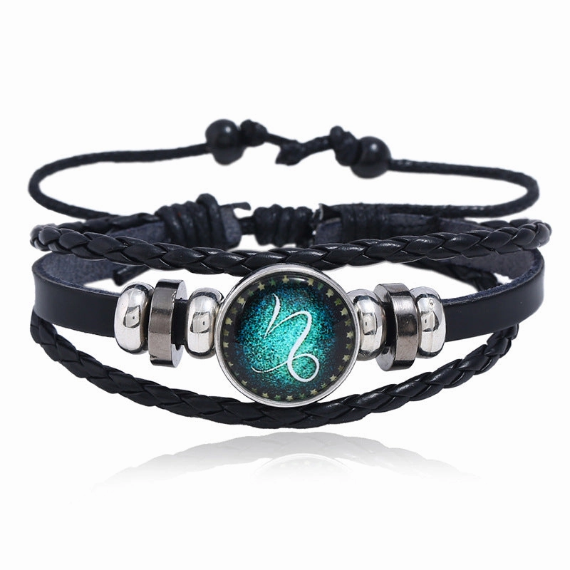 Wholesale Leather Luminous Zodiac Bracelet