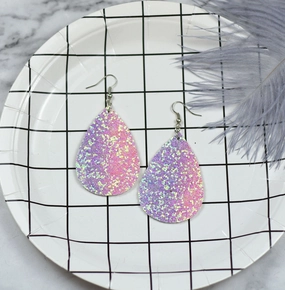 Wholesale Leather PU Water Drops Sequins Earrings
