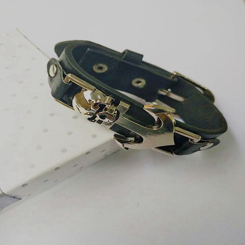 Wholesale Leather Skull Vintage Men Bracelet