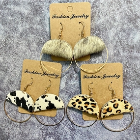 Wholesale Leather Western Style Trendy Patchwork Bohemian Style Atmospheric Fashion Earrings