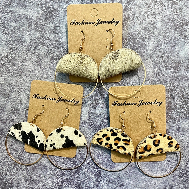 Wholesale Leather Western Style Trendy Patchwork Bohemian Style Atmospheric Fashion Earrings