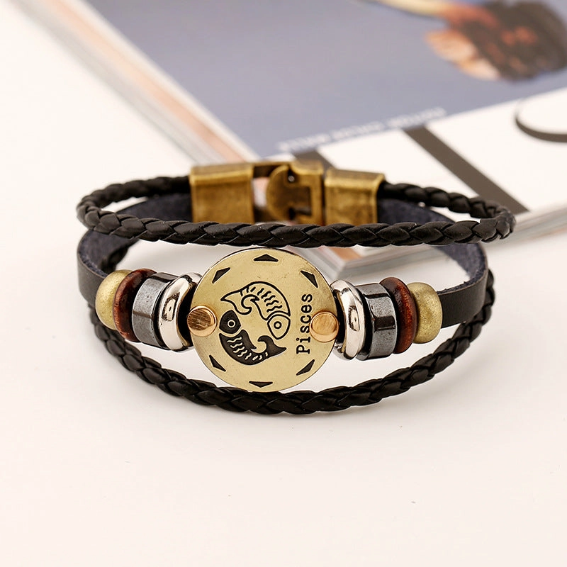Wholesale Leather Zodiac Bracelet