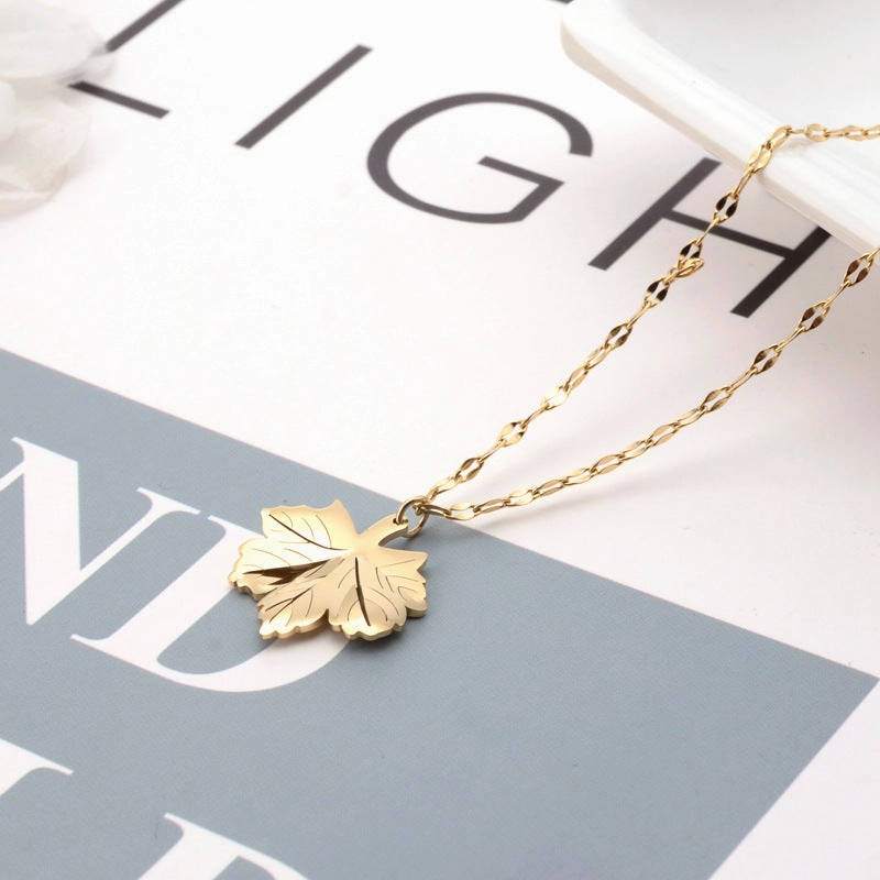 Wholesale Leaves Titanium Steel Necklace Clavicle Chain