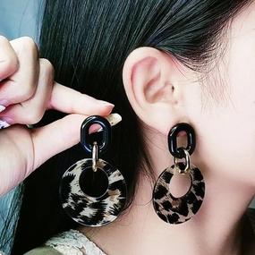 Wholesale Leopard Checkerboard Acrylic Earrings