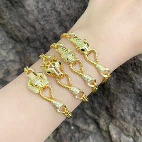 Wholesale Leopard Head Cuban Chain Diamond Copper Bracelet