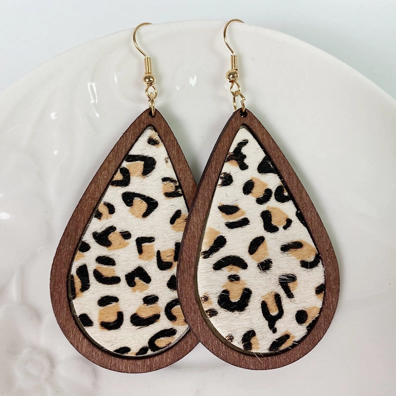 Wholesale Leopard Horsehair Fur Earrings