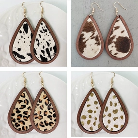 Wholesale Leopard Horsehair Fur Earrings