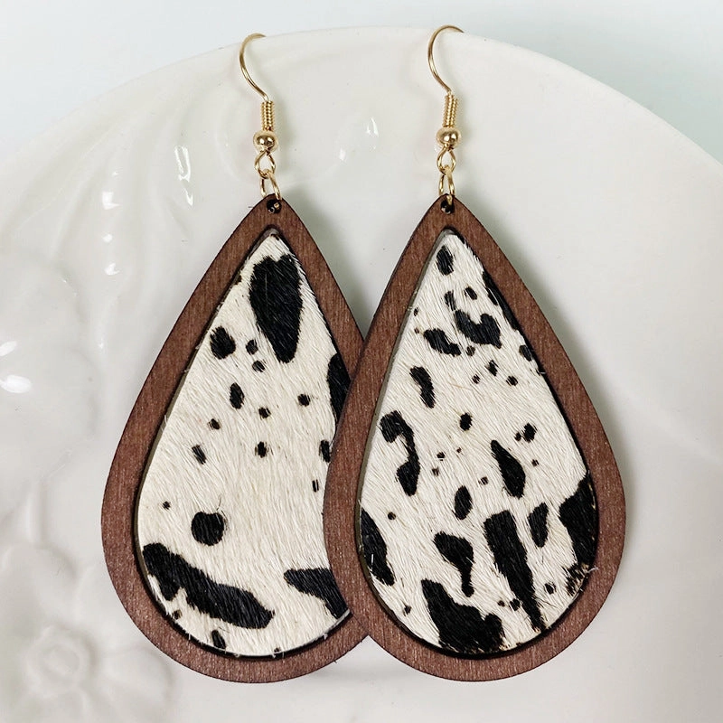 Wholesale Leopard Horsehair Fur Earrings