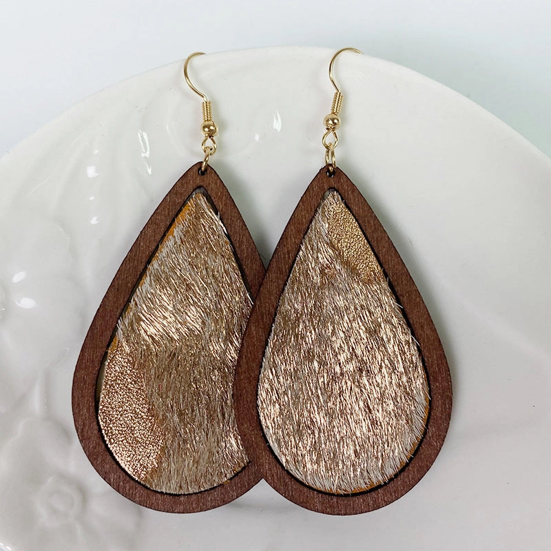 Wholesale Leopard Horsehair Fur Earrings