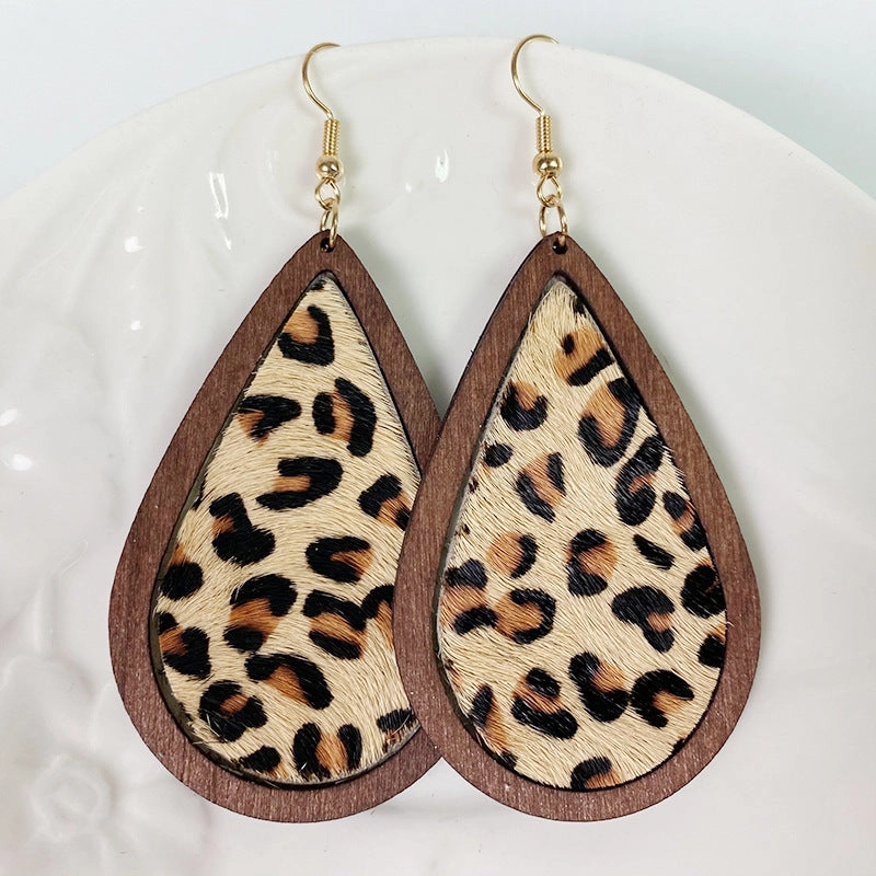 Wholesale Leopard Horsehair Fur Earrings