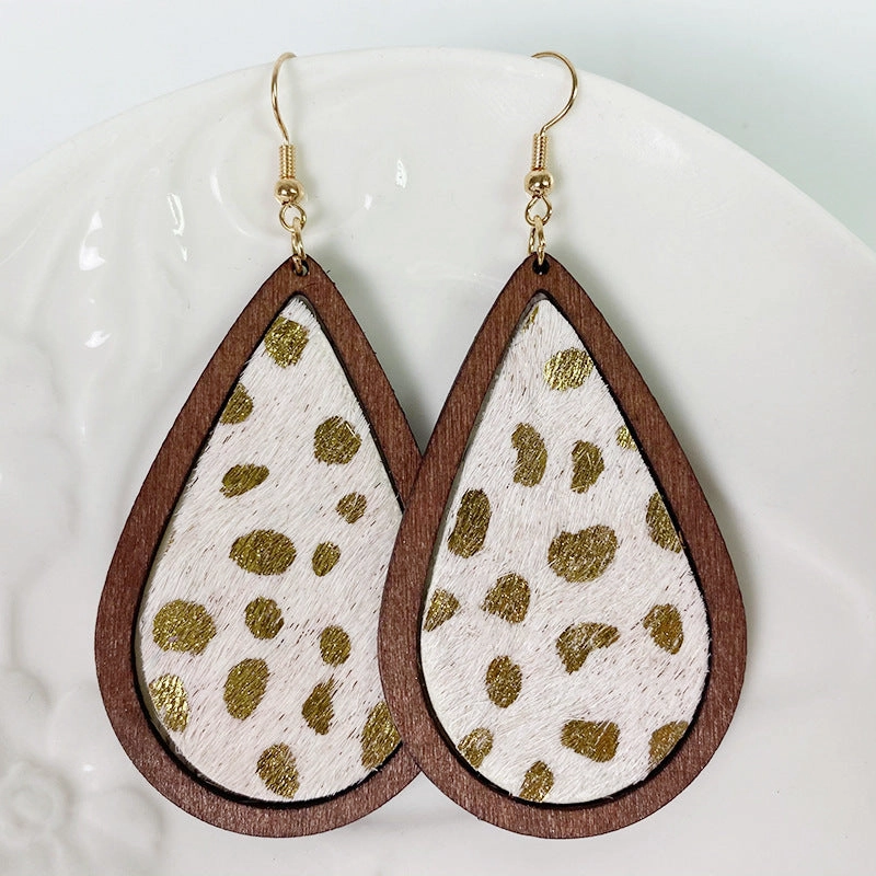 Wholesale Leopard Horsehair Fur Earrings