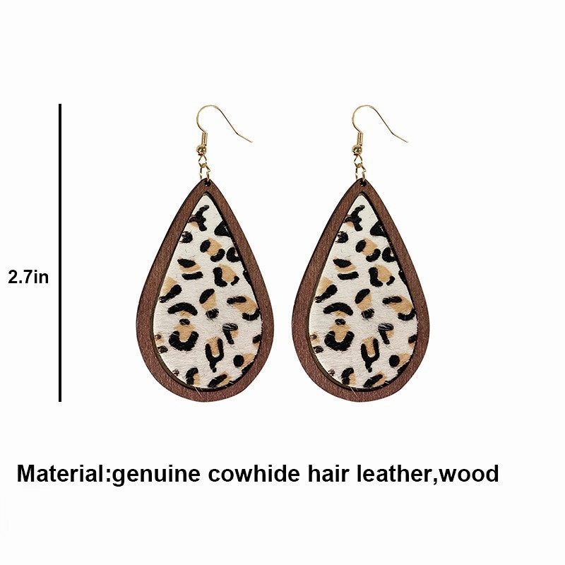 Wholesale Leopard Horsehair Fur Earrings