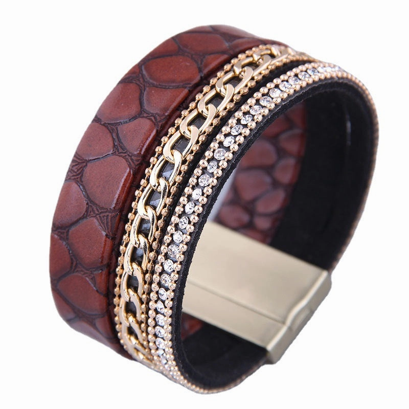 Wholesale Leopard Leather Alloy Bracelet