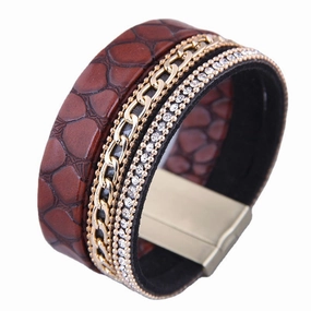 Wholesale Leopard Leather Alloy Bracelet