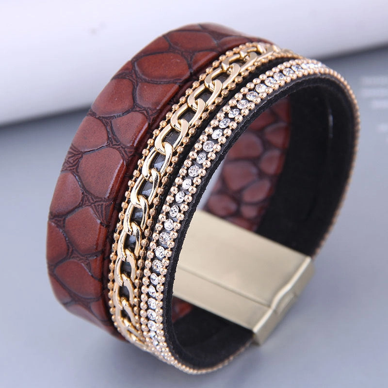 Wholesale Leopard Leather Alloy Bracelet