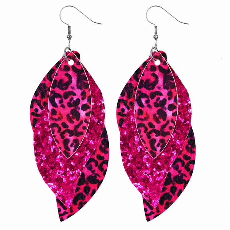 Wholesale Leopard Leather Earrings