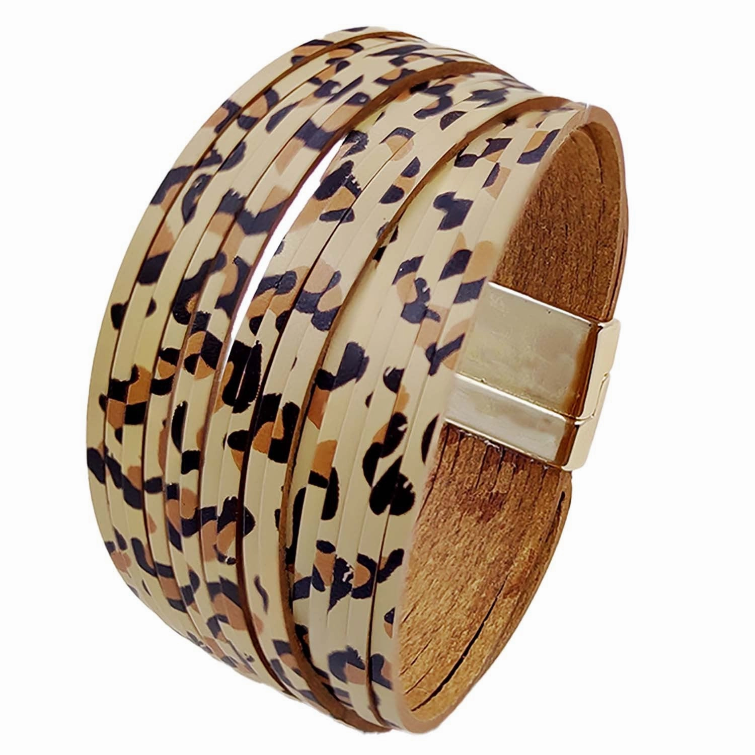 Wholesale Leopard Magnetic Buckle Leather Bracelet