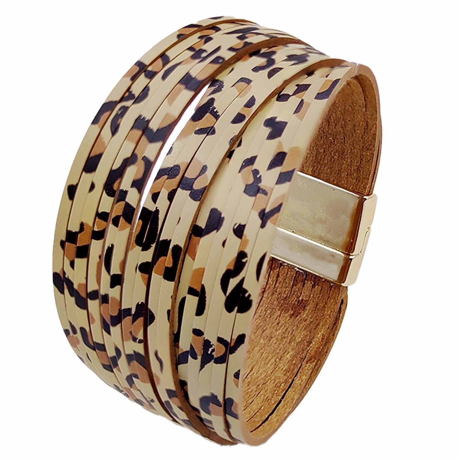 Wholesale Leopard Magnetic Buckle Leather Bracelet