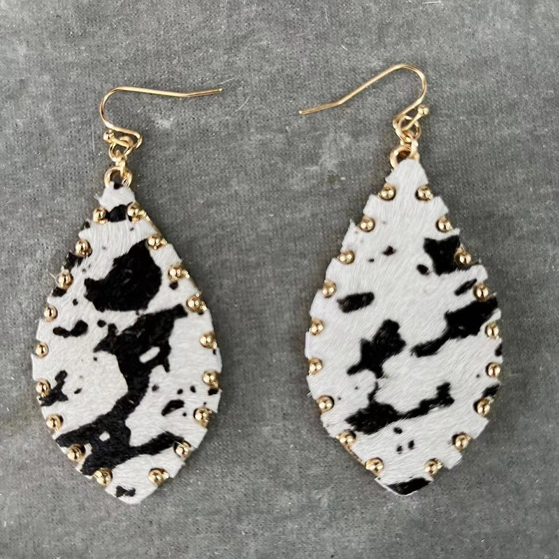 Wholesale  Leopard Patterned Cow and Horse Hair Earrings