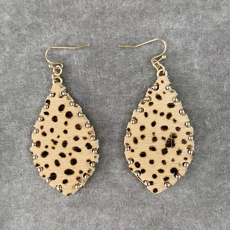 Wholesale  Leopard Patterned Cow and Horse Hair Earrings