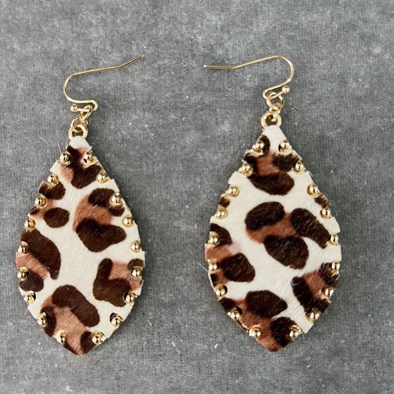Wholesale  Leopard Patterned Cow and Horse Hair Earrings
