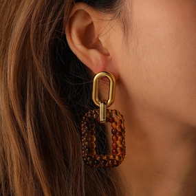 Wholesale Leopard Print Chain Plastic Long Earrings