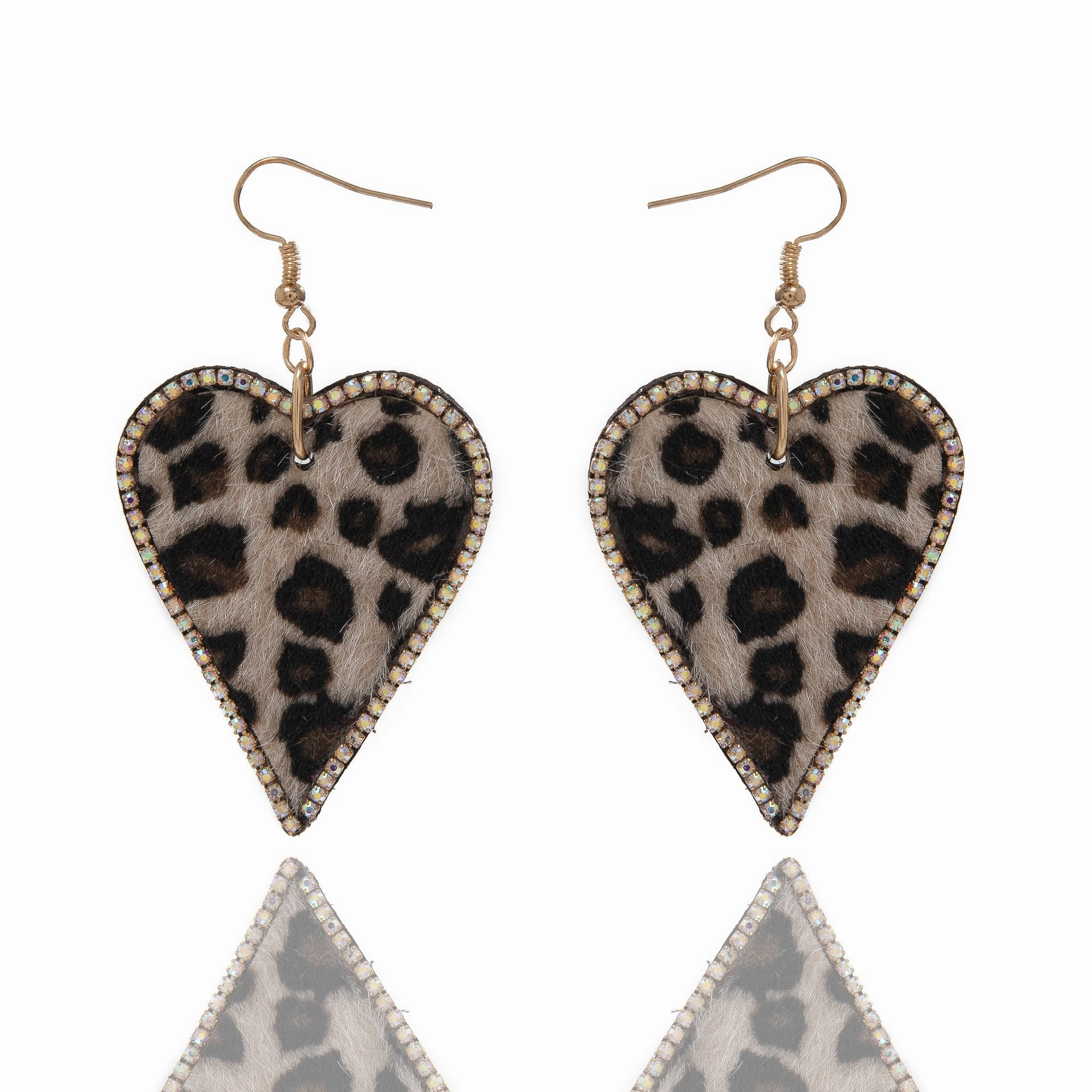 Wholesale Leopard Print Rhinestone PU Earrings