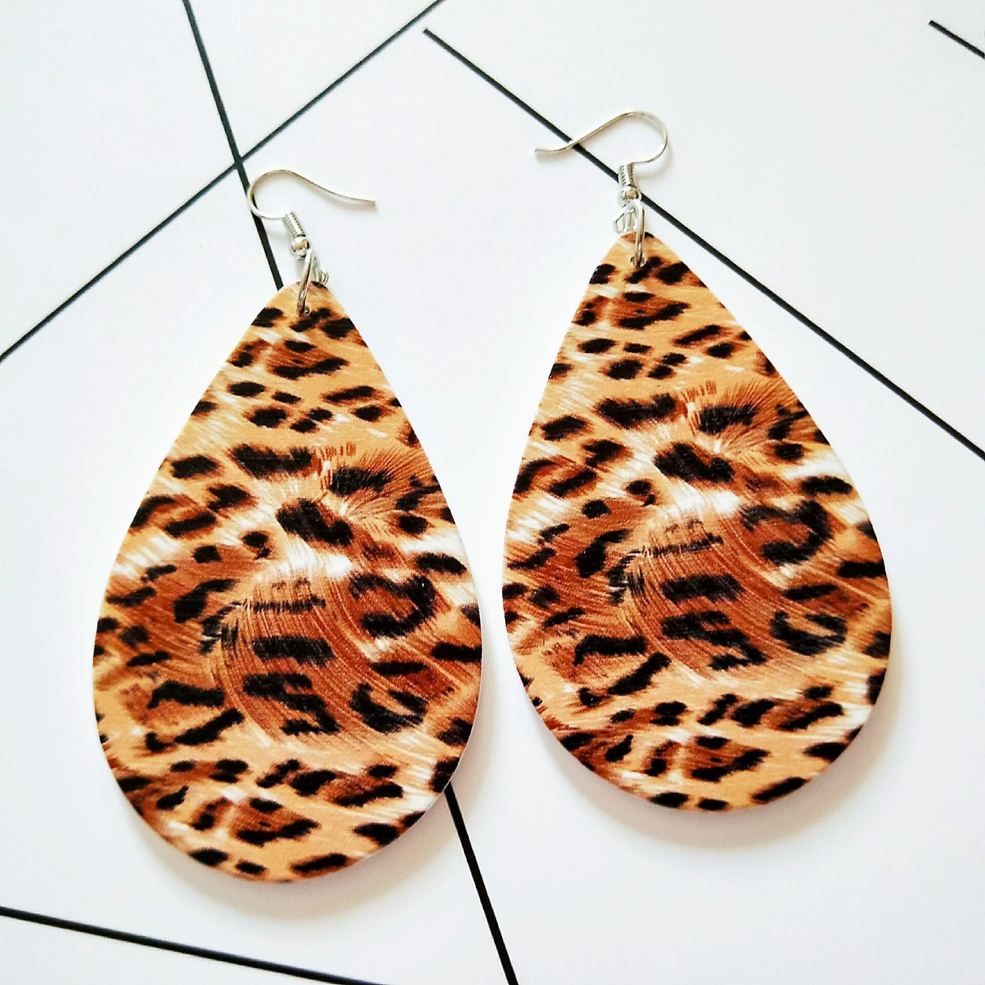 Wholesale Leopard Print Wood Earrings