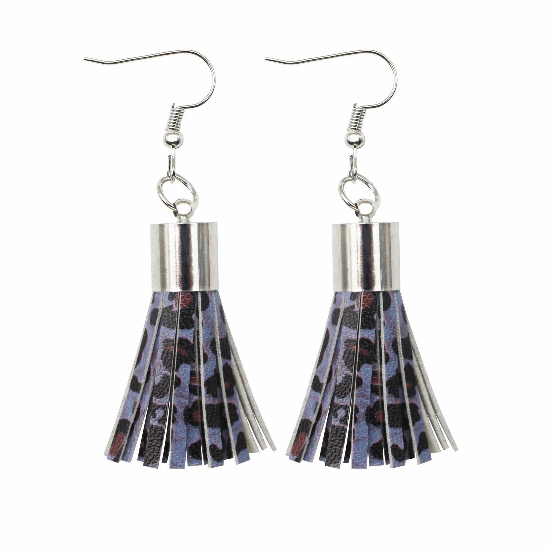 Wholesale Leopard Spot Leather Tassel PU Earrings