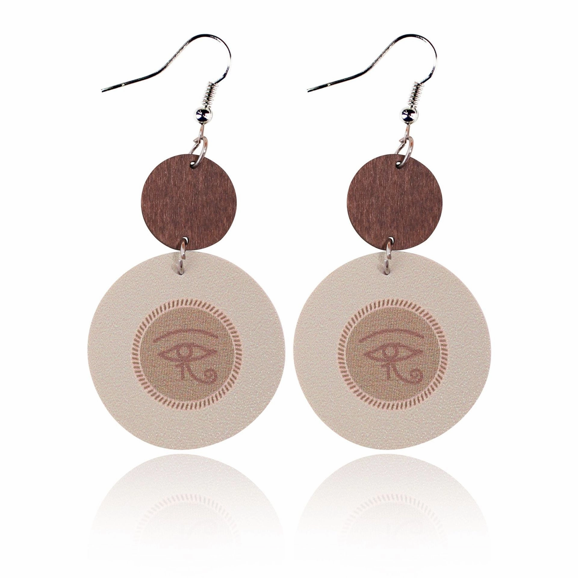Wholesale Leopard Sunflower Eyes Round Leather Wood Earrings