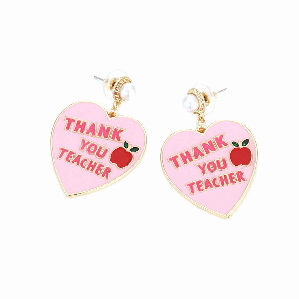 Wholesale Letter Enamel Heart Alloy Earrings