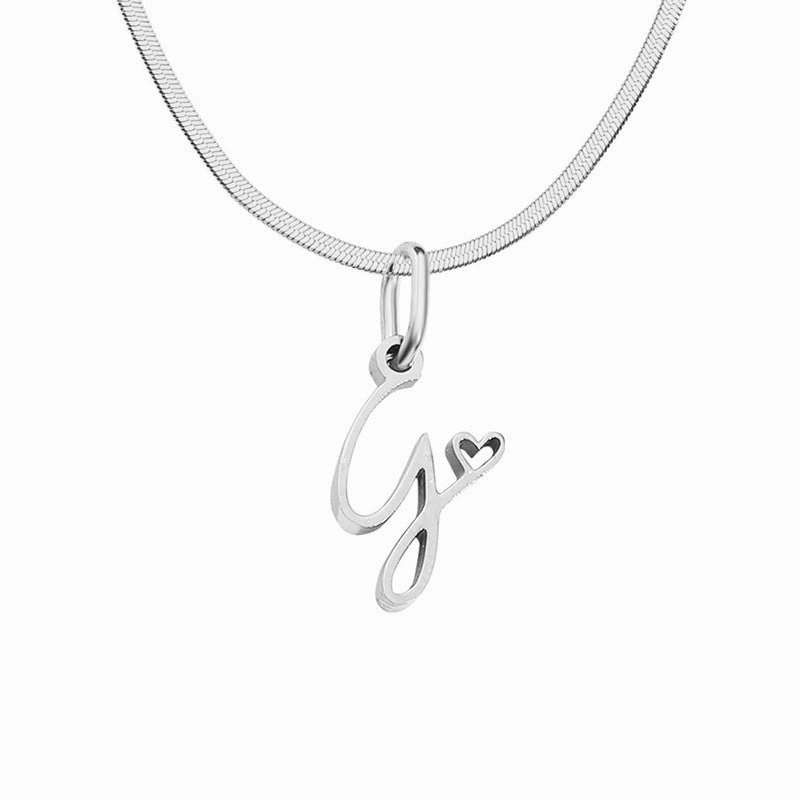 Wholesale Letter Pendant Titanium Steel Short Clavicle Chain
