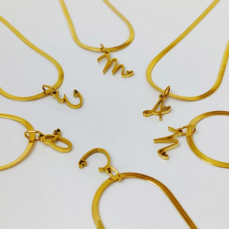 Wholesale Letter Pendant Titanium Steel Short Clavicle Chain