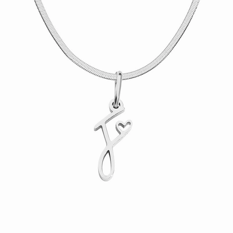 Wholesale Letter Pendant Titanium Steel Short Clavicle Chain
