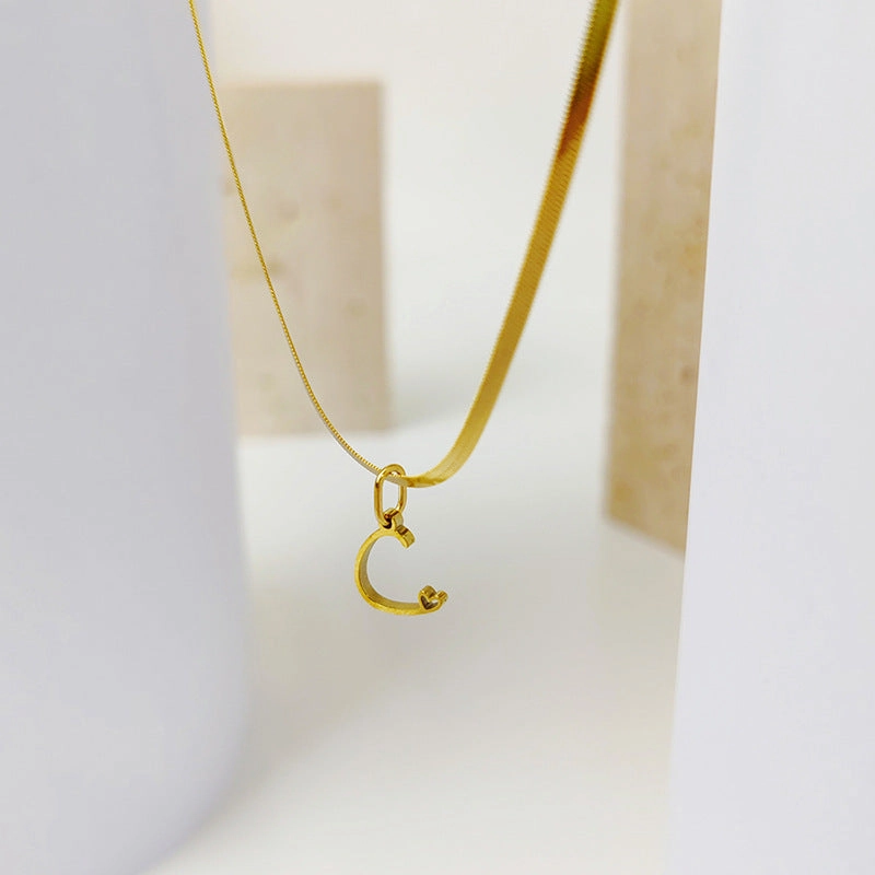Wholesale Letter Pendant Titanium Steel Short Clavicle Chain