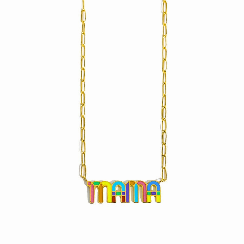 Wholesale Letter Rainbow Pendant Titanium Steel Necklace