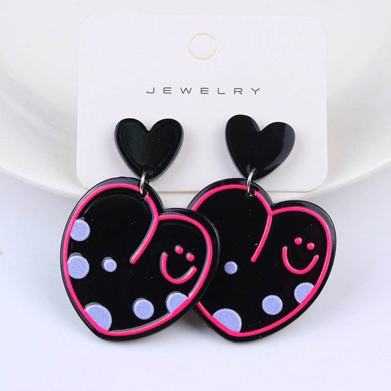 Wholesale Letter Smiling Face Acrylic Printed Earrings