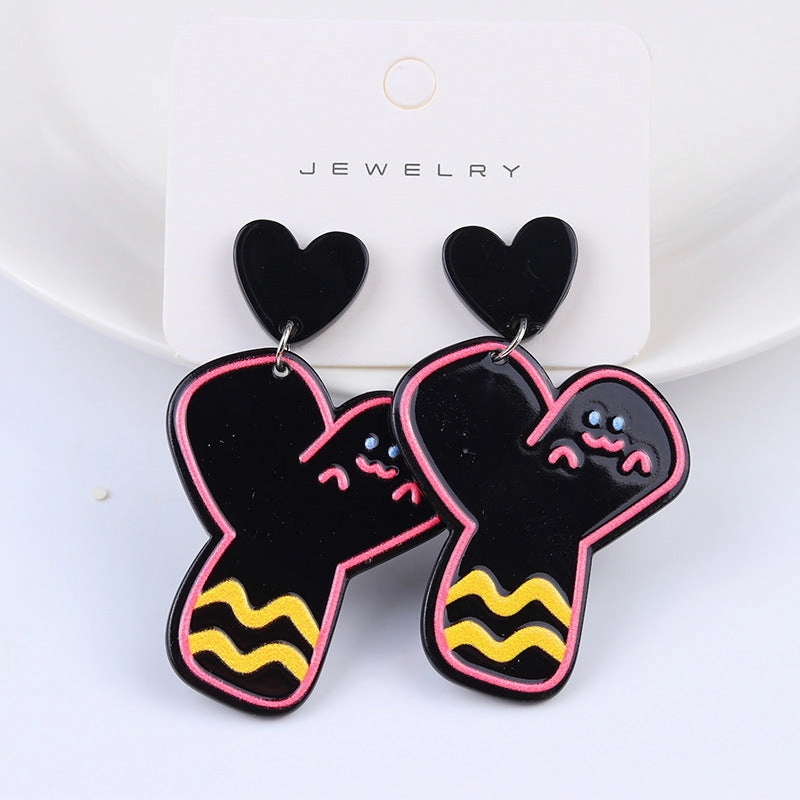 Wholesale Letter Smiling Face Acrylic Printed Earrings
