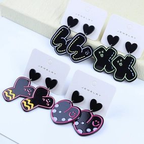 Wholesale Letter Smiling Face Acrylic Printed Earrings