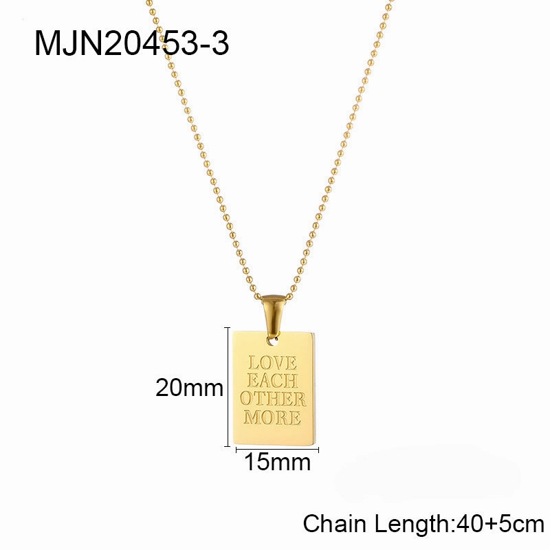 Wholesale Letter Square Tag Titanium Steel Necklace
