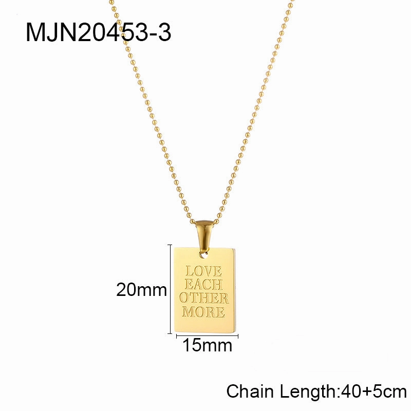 Wholesale Letter Square Tag Titanium Steel Necklace