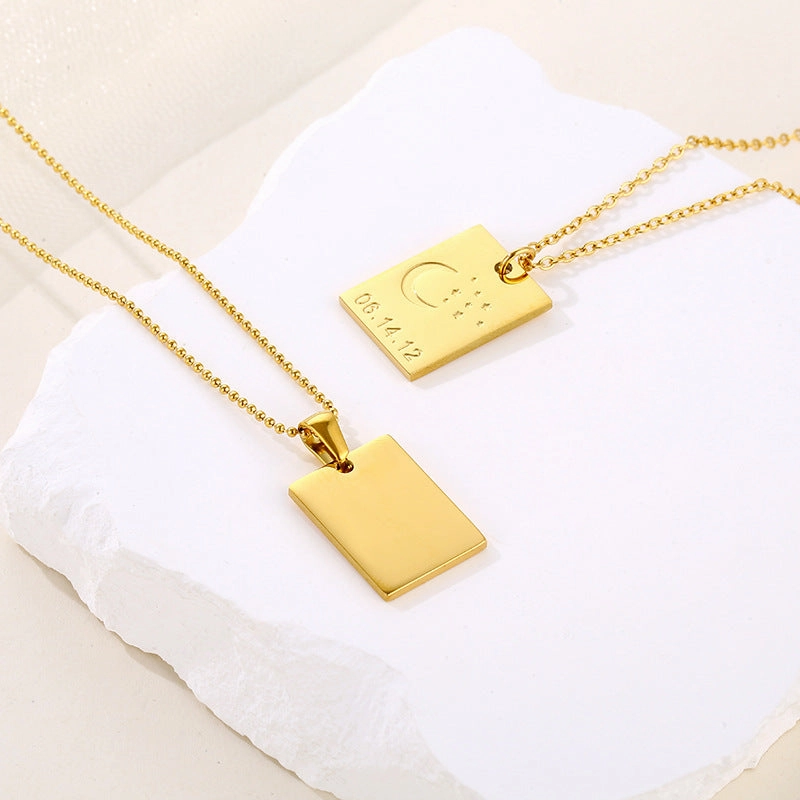 Wholesale Letter Square Tag Titanium Steel Necklace