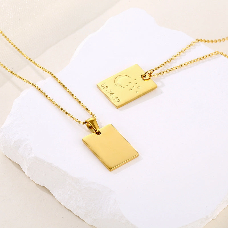 Wholesale Letter Square Tag Titanium Steel Necklace