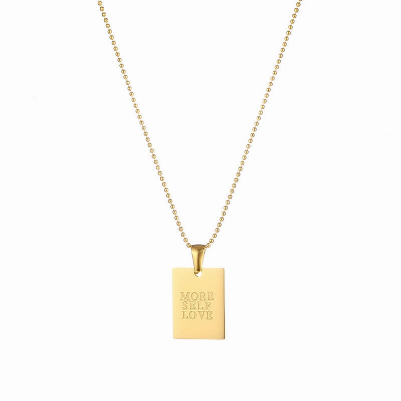 Wholesale Letter Square Tag Titanium Steel Necklace